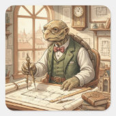 Wise Turtle Architect Watercolor Sticker (Voorkant)