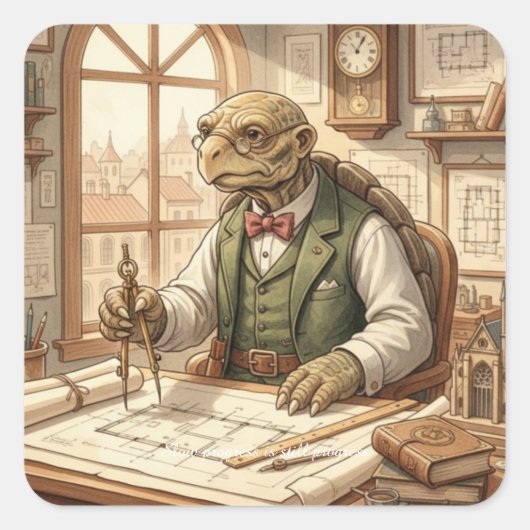 Wise Turtle Architect Watercolor Sticker (Voorkant)