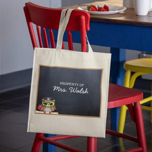 Wise Uil Chalkboard Gepersonaliseerd Leraar Tas