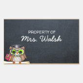 Wise Uil Chalkboard Gepersonaliseerde Leraar Stick Rechthoekige Sticker (Voorkant)