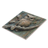 Wise Uil op Branch Wildlife Faux Relief Tegeltje (Zijkant)