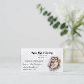 Wise Uil Waterverf Bird Logo Custom Business Visitekaartje (Staand voorkant)