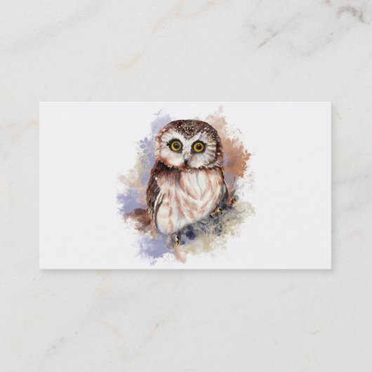 Wise Uil Waterverf Bird Logo Custom Business Visitekaartje (Achterkant)