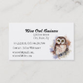 Wise Uil Waterverf Bird Logo Custom Business Visitekaartje (Voorkant)