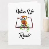 Wise Up and Read Book Uil Grappige Kinder Cartoon Kaart (Voorkant)