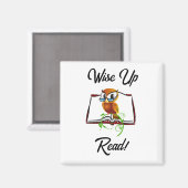 Wise Up and Read Book Uil Grappige Kinder Cartoon Magneet (Voorkant / Achterkant)