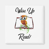 Wise Up and Read Book Uil Grappige Kinder Cartoon Magneet (Voorkant)