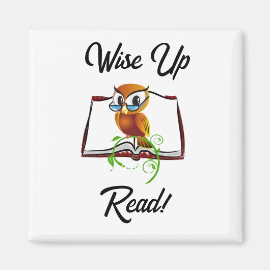 Wise Up and Read Book Uil Grappige Kinder Cartoon Magneet (Voorkant)