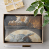 Wise white owl under the Moonlight Tissuepapier (Geschenk)