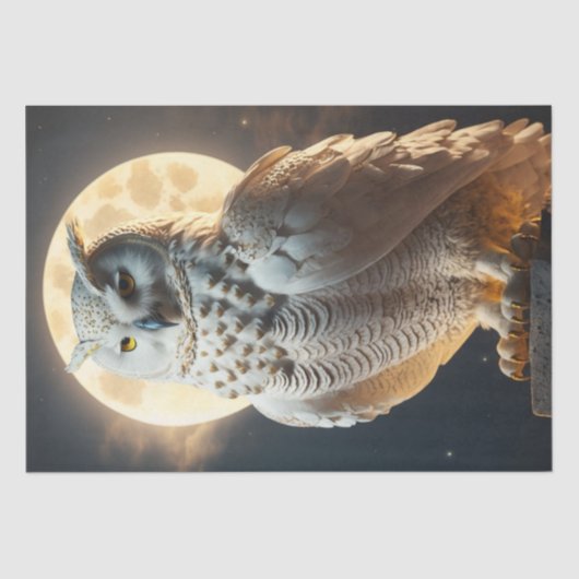 Wise white owl under the Moonlight Tissuepapier (Voorkant)