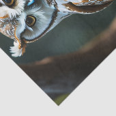 Wise white owl with baby sitting on a branch tissuepapier (Detail)