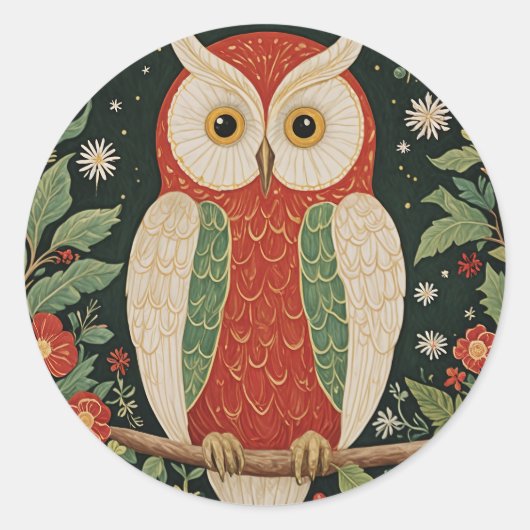 Wise Winter Watcher Ronde Sticker (Voorkant)