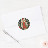 Wise Winter Watcher Ronde Sticker (Envelop)