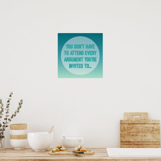 Wise Words Blauwgroen and Turquoise Typography Quo Poster (Keuken)