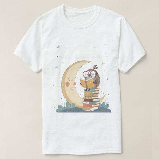 Wise World-Building Uil Moonlight Librarian T-Shi T-shirt (Design voorkant)
