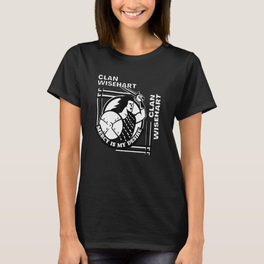 Wisehart Clan Gaelic Motto Swordsman T-shirt (Voorkant)