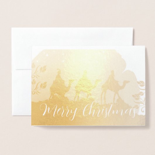 Wisemen Luxe Gold-kerstkaart voor Folie Folie Kaarten (Voorkant met envelop)