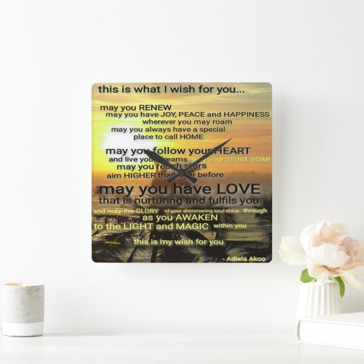 WISH Clock van Adiela Akoo Vierkante Klok (Huis)