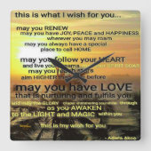 WISH Clock van Adiela Akoo Vierkante Klok (Voorkant)