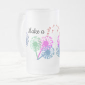 Wish Dandelion Flower Glitter  Elegant Matglas Bierpul (Voorkant links)