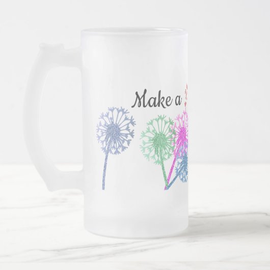 Wish Dandelion Flower Glitter  Elegant Matglas Bierpul (Links)