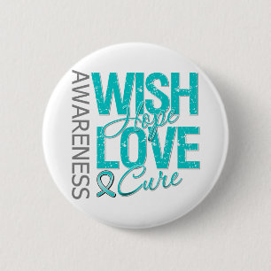 Wish Hope Love Cure Ovarian Cancer Ronde Button 5,7 Cm