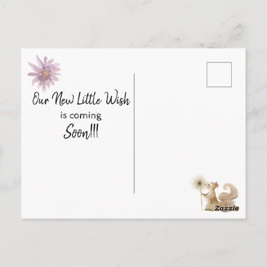 *~* Wish Mouse Dandelion Zwangerschap Aankondiging Briefkaart (Achterkant)