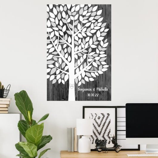 Wish Tree - 150 Leaf Guest Book Alternative Poster (Thuiskantoor)