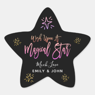 Wish Upon A Magical Star Roze Script Sterren Namen Ster Sticker