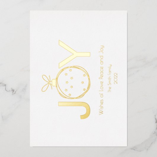 Wish van Joy met een gouden kerstbal Folie Feestdagenkaart (Voorkant)