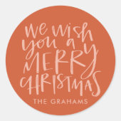 "Wish you a Merry Kerstmis" Red Ronde Sticker (Voorkant)