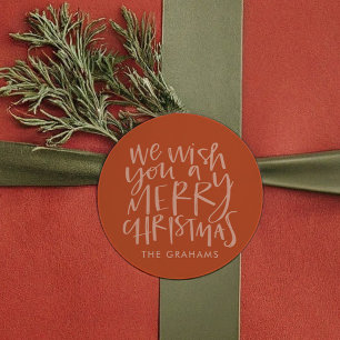 "Wish you a Merry Kerstmis" Red Ronde Sticker