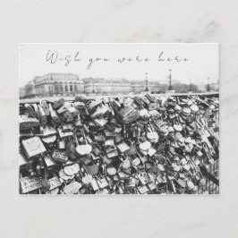 "Wish you was here" - Liefde Lock Bridge in Parijs Briefkaart