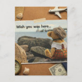 Wish you was here teddy bear briefkaart (Voorkant)