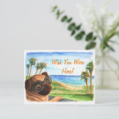 Wish you were here pug briefkaart (Staand voorkant)