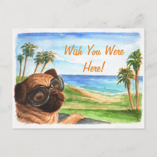 Wish you were here pug briefkaart