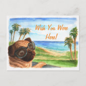 Wish you were here pug briefkaart (Voorkant)