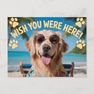 "Wish You Were Here" Vakantie Hond Ontwerp Briefkaart
