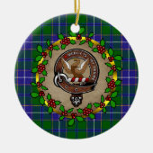 Wishart Clan Badge & Tartan Gepersonaliseerde Kers Keramisch Ornament (Voorkant)
