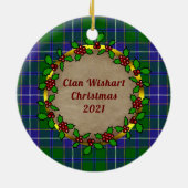 Wishart Clan Badge & Tartan Gepersonaliseerde Kers Keramisch Ornament (Achterkant)