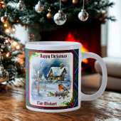 Wishart Tartan & Robin Christmas Personalized Grote Koffiekop