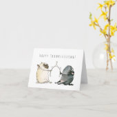 Wishbone Pugs Thanksgiving kaart (Gele Bloem)