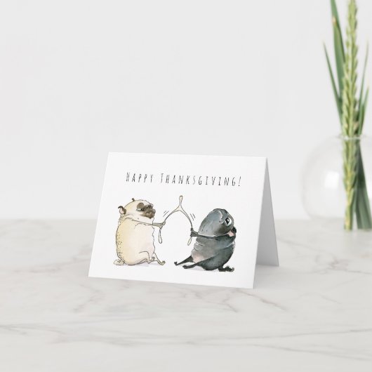 Wishbone Pugs Thanksgiving kaart (Voorkant)
