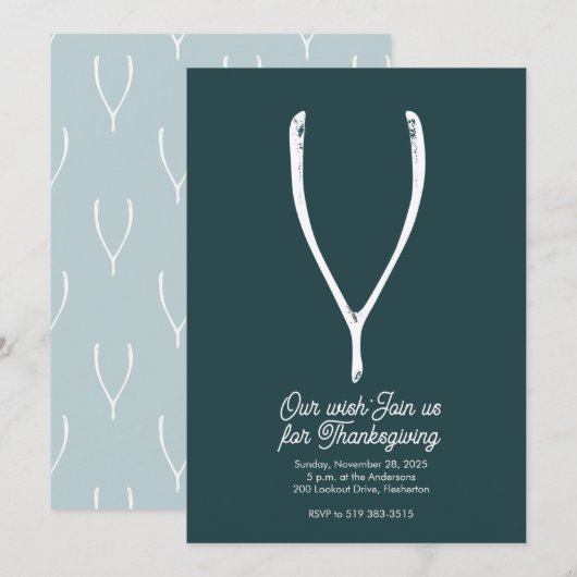 Wishbone Thanksgiving Invitation Kaart (Voorkant / Achterkant)