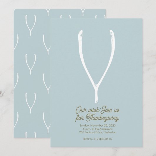 Wishbone Thanksgiving Invitation Kaart (Voorkant / Achterkant)