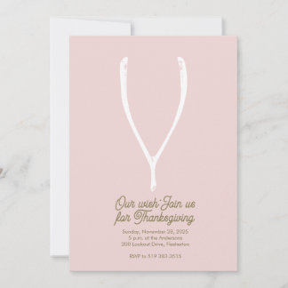 Wishbone Thanksgiving Invitation Kaart