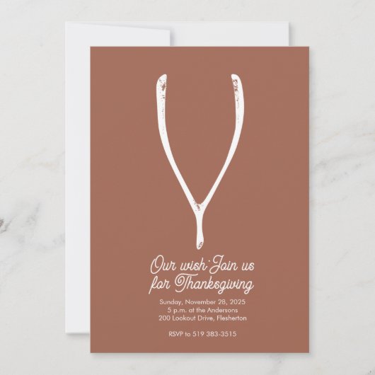 Wishbone Thanksgiving Invitation Kaart (Voorkant)