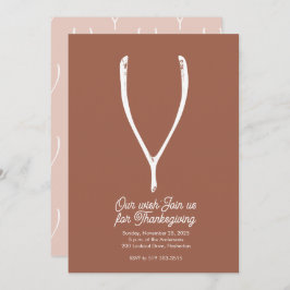 Wishbone Thanksgiving Invitation Kaart