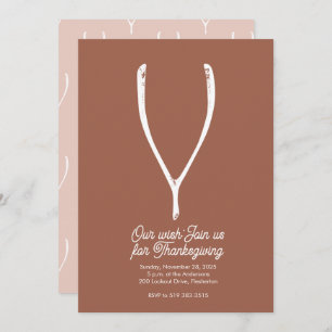Wishbone Thanksgiving Invitation Kaart