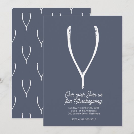 Wishbone Thanksgiving Invitation Kaart (Voorkant / Achterkant)